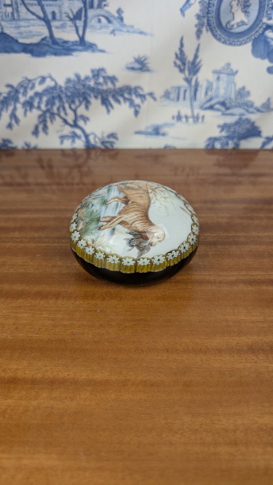 Image 1 of Fermacarte in cristallo Baccarat con cane da caccia e selvaggina millefiori Vintage anni '70