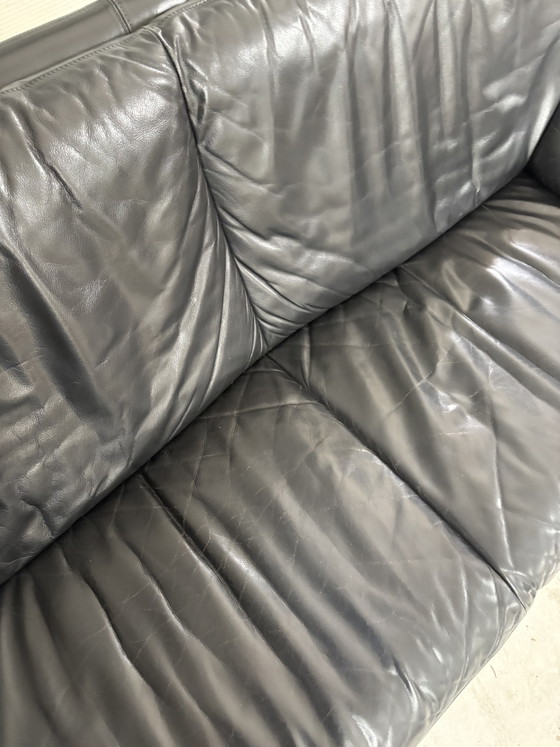 Image 1 of Leolux design sofa + armchair – black leather