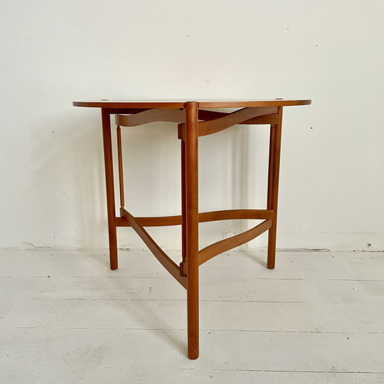 Image 1 of Side table, round, wood and wood veneer, Swedish design, vintage