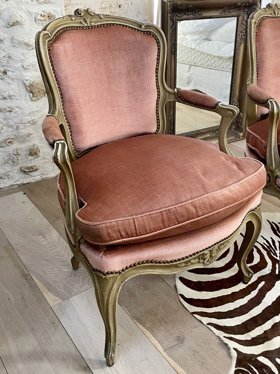 Image 1 of Paar Louis XV cabriolet fauteuils