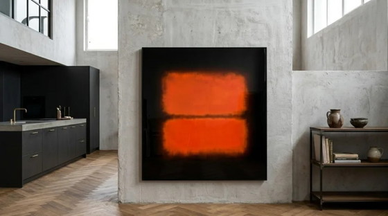 Pure Luxury – Abstract Homage to Mark Rothko | Black & Vintage Orange | 95 × 95 cm | Acrylic Glass with Black (photo 3 of 9)