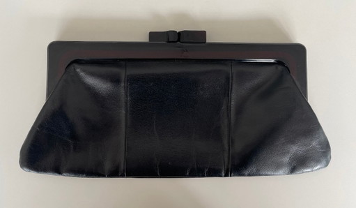 Vintage Clutch, schwarzes Leder – clutches, Calfskin