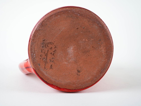 Image 1 of Rode keramische mok, Italiaans design, jaren 60, gemaakt in Italië.