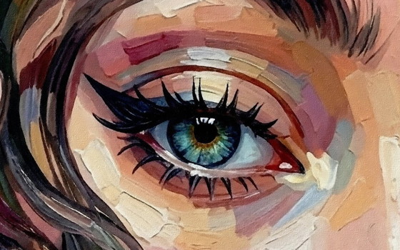 Image 1 of Impressionist painting on acrylic canvas "The Siamese Twins" / (80x80 cm)