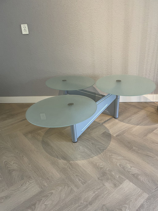 side/saloon tables with 3 glass tops