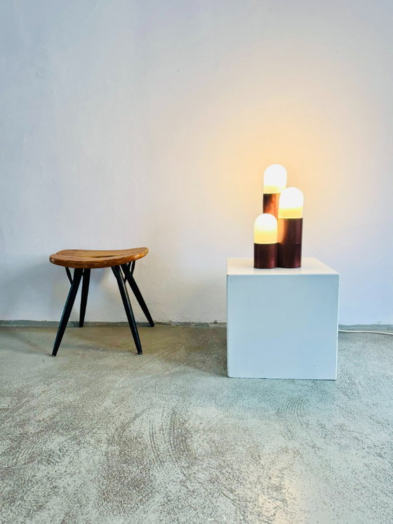 Lampe de table sculpturale en forme de dôme, en palissandre cylindrique, Brésil, vers 1960 – Glass, Wood (photo 8 of 8)