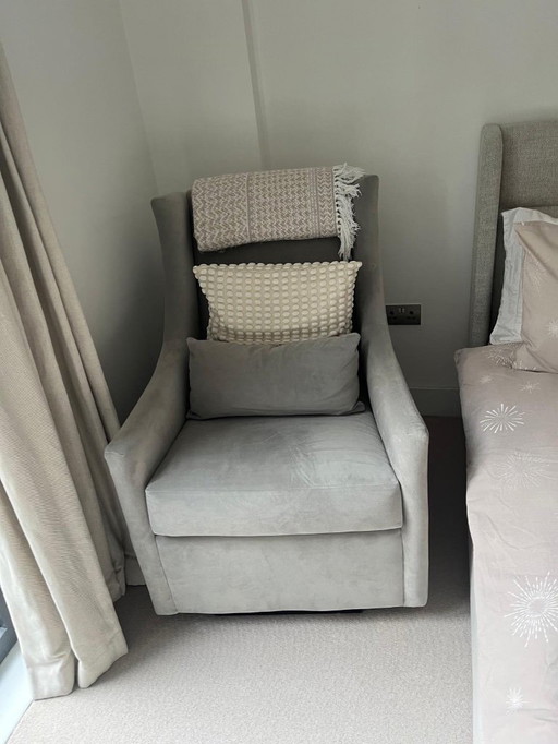 Graham Glider Armchair- Performance Velvet, Silver