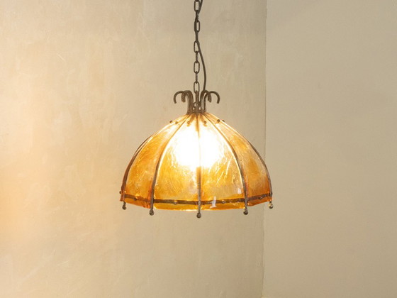 Brutalistische plafondlamp, jaren 70 – Hanglampen, Metaal, Glas (photo 2 of 7)