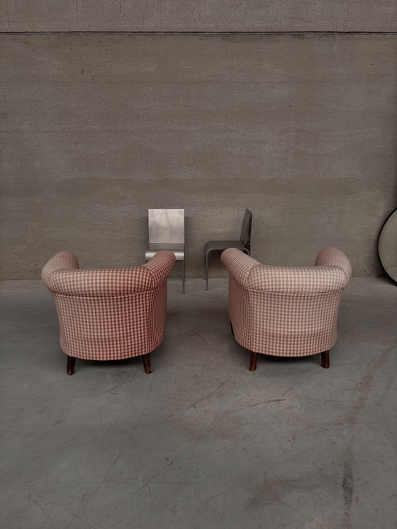 Image 1 of 2er Set weiß-rot karierte Clubstühle