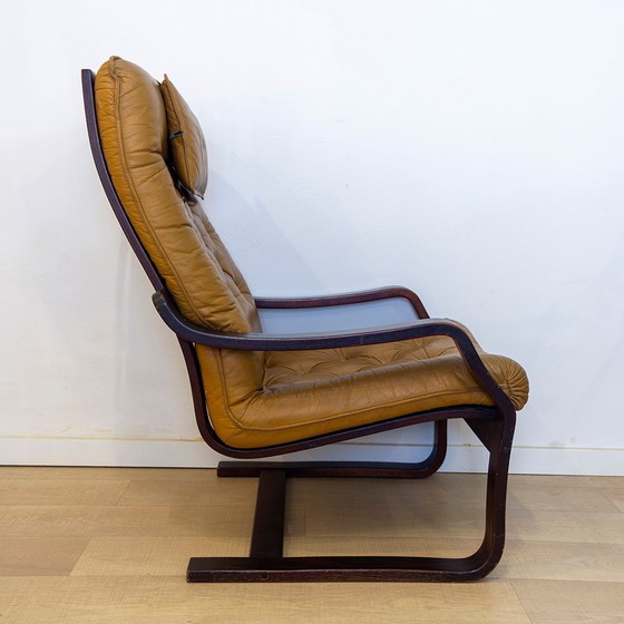 Image 1 of Deense fauteuil van gekleurd leer, 1970