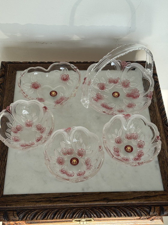 5 x Servizio da tavola/da portata vintage in vetro Walther con rose – Walther glas, Stoviglie, Glass (photo 14 of 16)