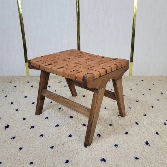 Tabouret marocain en bois fait main, – Bancs (photo 4 of 6)