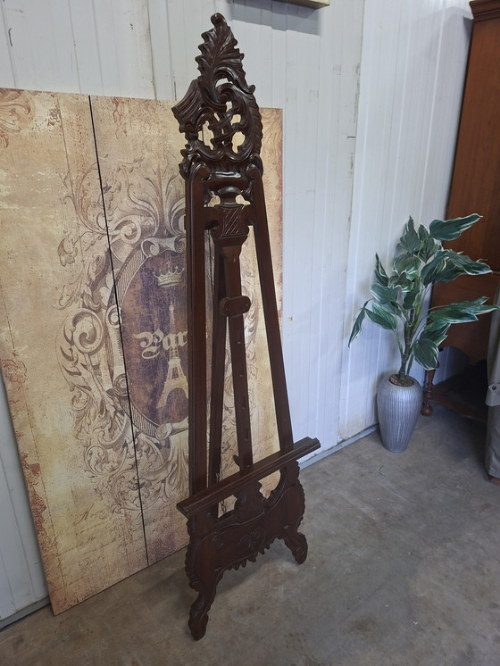 Image 1 of Cavalletto da studio classico in legno massello di mogano Dimensioni del cavalletto 60x8 cm e 200 cm di altezza