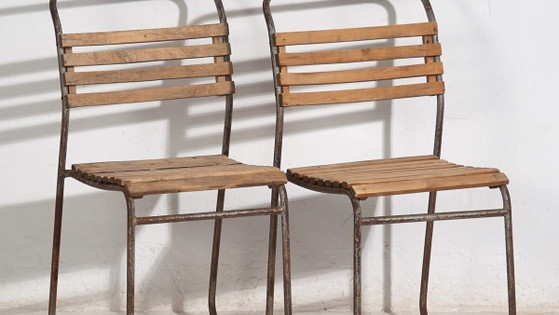 Antique garden chairs (c.1920). Set of 2 pieces #7 – Wood, Iron (photo 3 of 40)