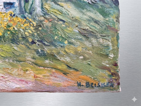 Image 1 of Oil painting on canvas “Dream House”, 1977 – Dr. Heinz Beisker (1908–1991) – Düsseldorf School