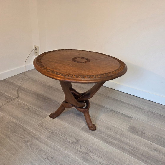 Table ronde africaine vintage, Tables d'appoint, Bois, Marron (photo 8 sur 9)