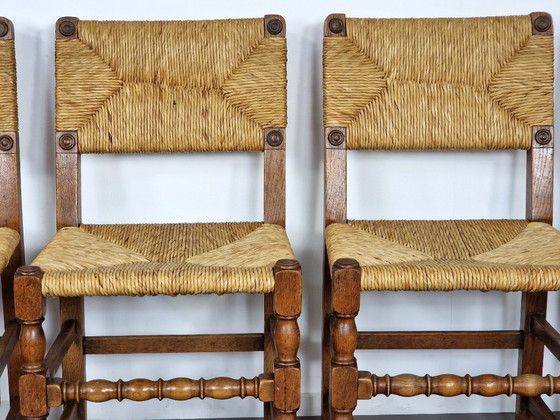 Image 1 of Sedie da pranzo francesi vintage | Rovere e rattan
