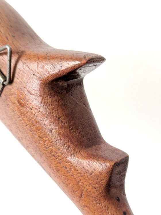 Image 1 of Midcentury Danish Teak Shark Bottle Opener, 1960s Sculptural Barware, Home Bar Gift