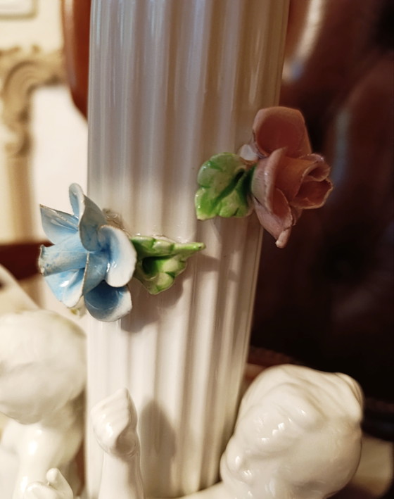 Vintage Porcelain Cherub Table Lamp 62 cm (photo 12 of 15)