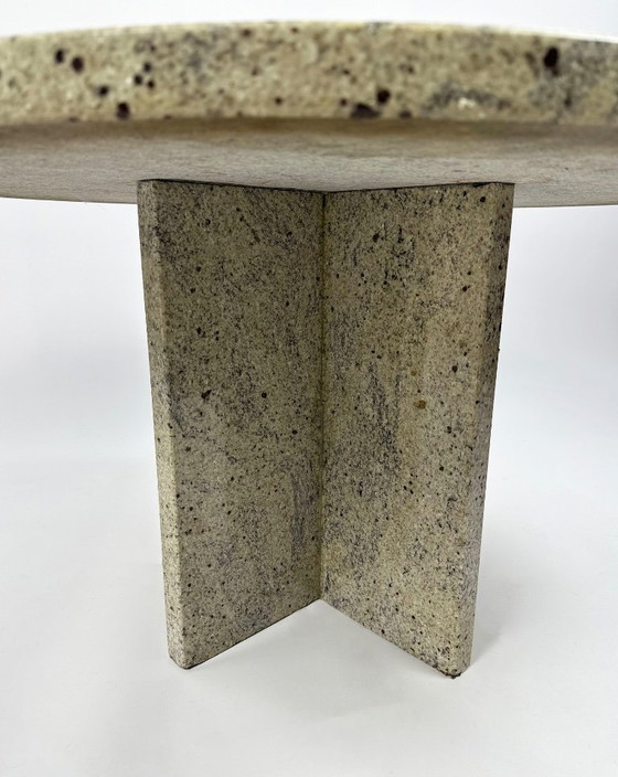 Image 1 of Tavolino da caffè rotondo in granito bianco vintage anni '70