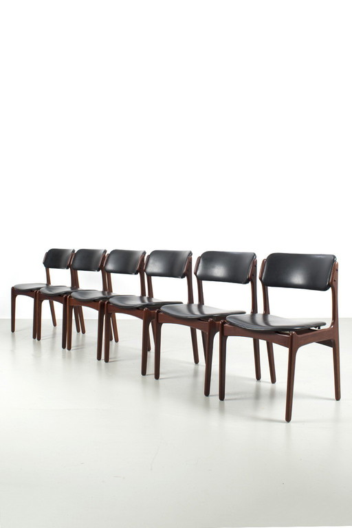 6 Chaises Erik Buch avec revêtement en skaï noir 66492