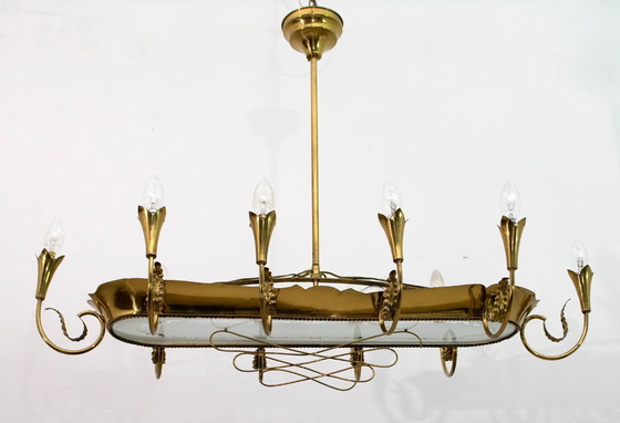 Image 1 of Dopo Pietro Chiesa Candeliere italiano a 12 luci in ottone del Medioevo Fontana Arte