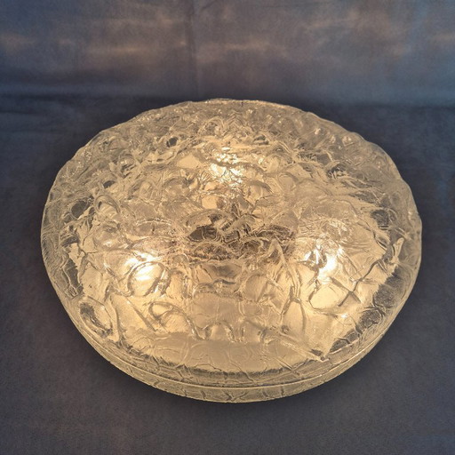 Doria Leuchten Ice/Bubble Glass plafond- of wandlamp Ø38cm Chroom Space Age jaren 60/70 3xE27 Vintage