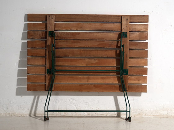 Vintage Folding Garden Table in Wood and Iron, Central Europe, circa 1950, Green, Rustic (photo 10 of 10)