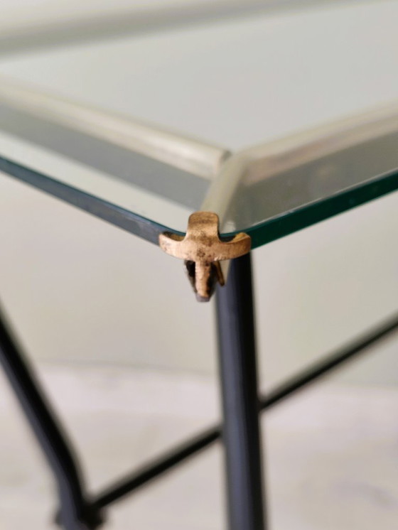 Image 1 of Antique side table in glass and metal