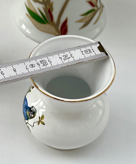 Image 1 of Villeroy & Boch / Herend (Hungary) / Hutschenreuther - 3 porcelain vases with gold rim and floral decoration