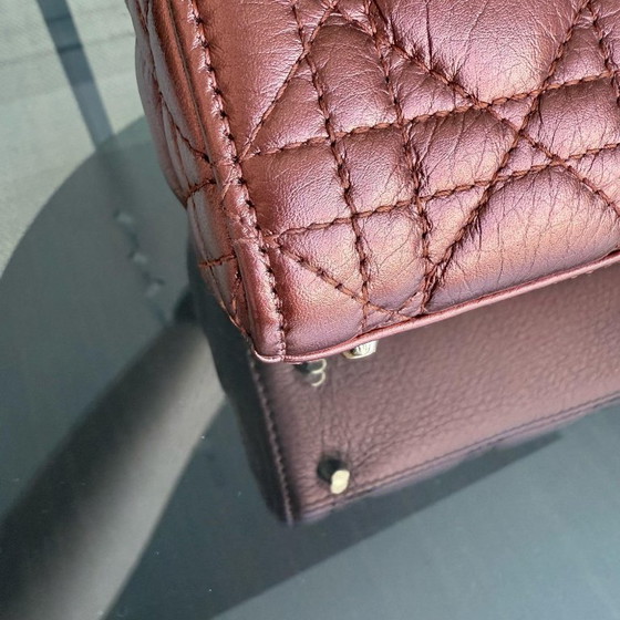 Image 1 of DIOR LADY MINI - PELLE DI VITELLO CANNAGE MARRONE, FERRAMENTA ORO, CINTURINO REGOLABILE