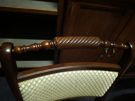 Set di 4 Sedie da pranzo Heldense in mogano stile Impero, Tessile, Legno, Marrone (foto 3 di 5)