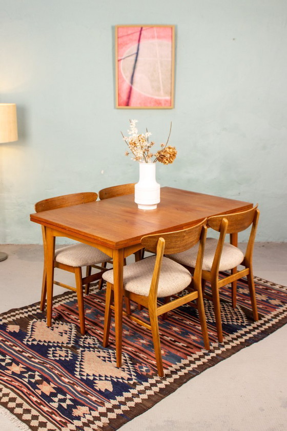 Image 1 of Vintage teak dining table, extendable, mid-century modern, 1960s