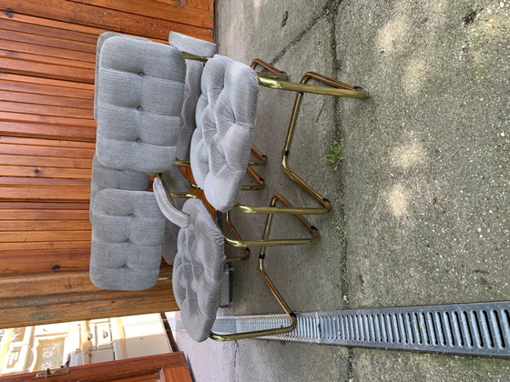 Vintage Italian Dining Chairs in Brass, 1970s, Set of 4, Dining set, Mid Century Modern (photo 7 of 14)