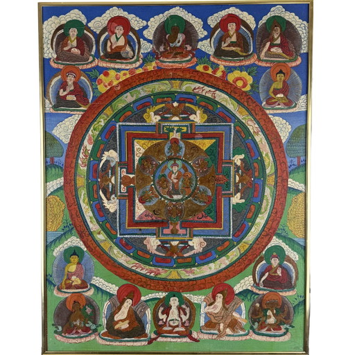 Tibetaanse Mandala Thangka – Boeddhistische Tempelkunst – 57.5 cm