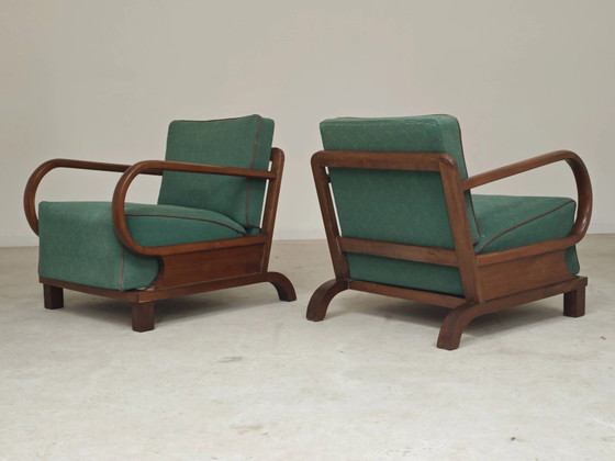 Pair of Art Deco green armchairs by Jindrich Halabala, Prague 1930 – Wood (photo 16 of 24)