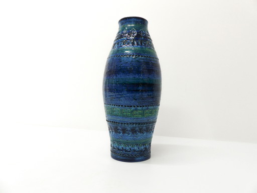 Rimini Blue Ceramic Vase Aldo Londi Pour Bitossi 1960