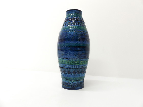 Image 1 of Rimini Blue Ceramic Vase Aldo Londi Pour Bitossi 1960