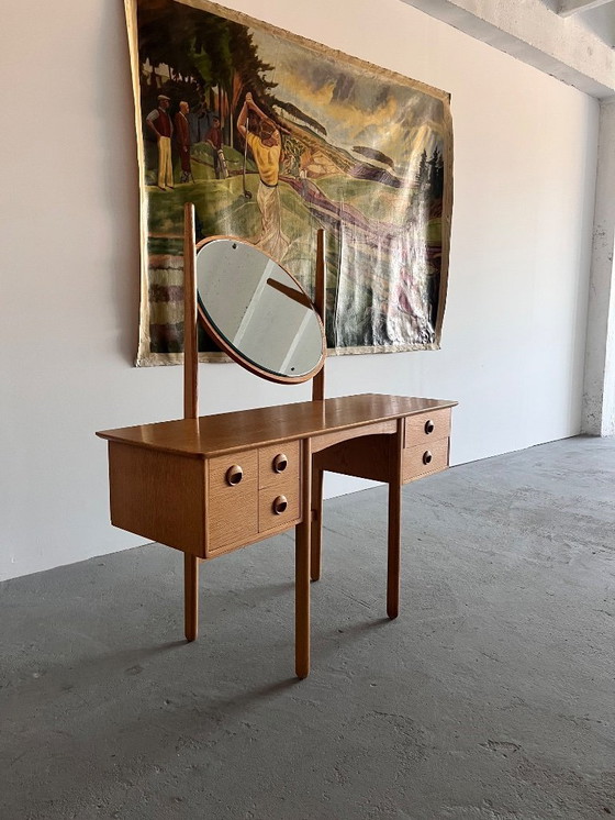 Image 1 of Oak dressing table with mirror, Norway, 1970s