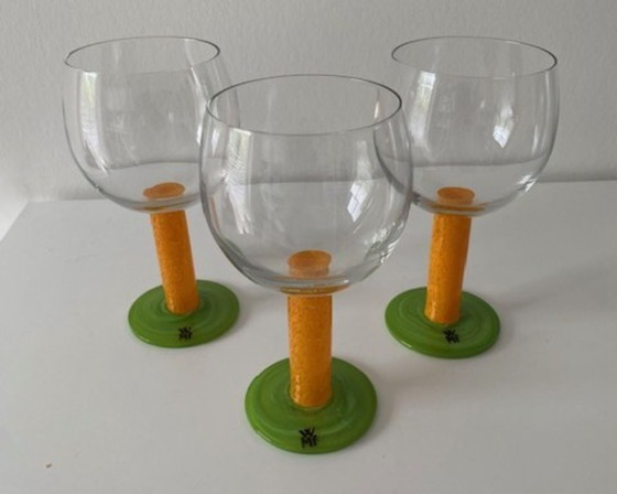 WMF 6 Schitterende Memphis Style Rode Wijnglazen 1980's – Glazen & Karaffen, Glass (photo 4 of 9)