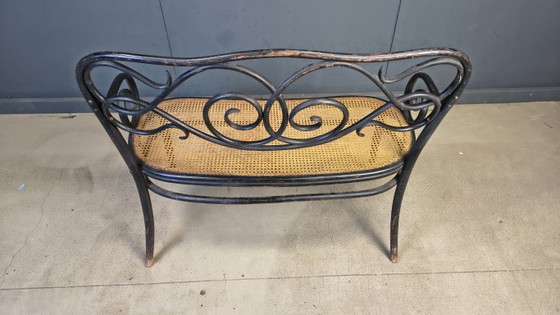 Image 1 of Jugendstil-Sofa Nr. 2 aus gebogenem Holz und Rohrgeflecht von den Gebrüdern Thonet, Österreich, 1900er Jahre