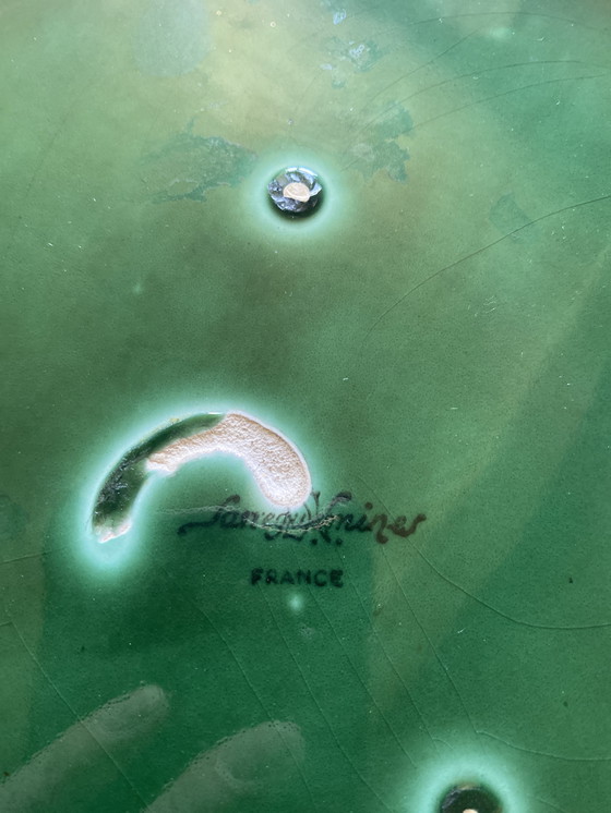 Image 1 of Plat et son couteau barbotine Sarreguemines