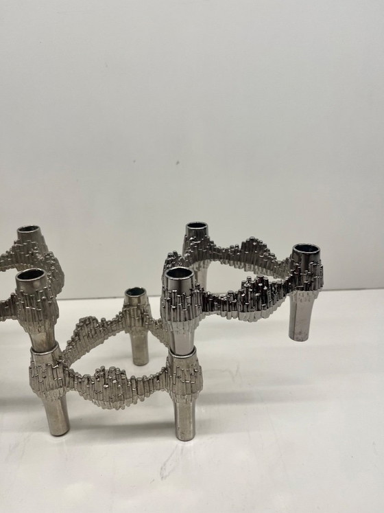 Image 1 of Lot 4 bougeoirs "Quist" Stoff Nagel design modulaire chrome empilable vintage