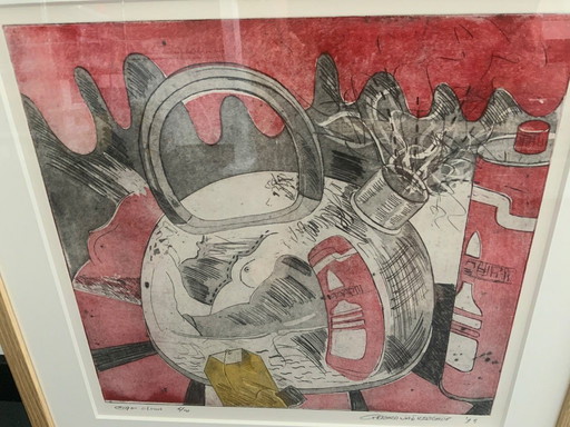 Framed screen print by Gerard van Kerkhof.
