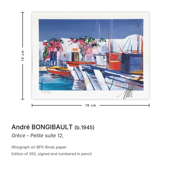 André BONGIBAULT signierte Lithographie Grèce – Petite Suite 12 – Lithographien & Drucke, Paper (photo 3 of 5)