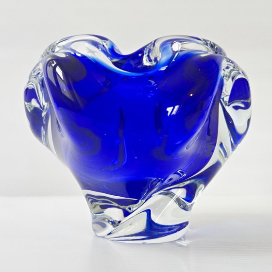 Image 1 of SUPERB VINTAGE 1960s MURANO BLUE GLASS ASHTRAY