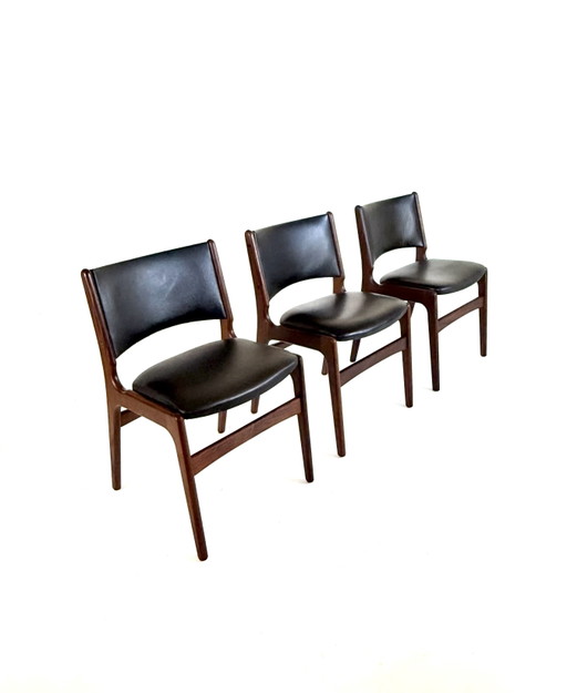 3x vintage dining chair model 89, Erik Buch ‘60