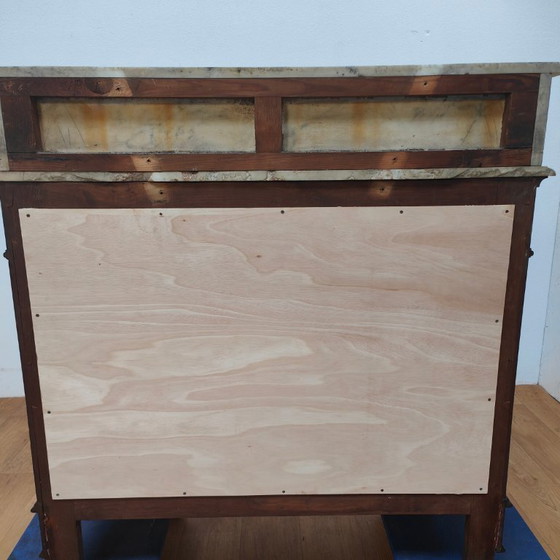 Image 1 of Commode ancienne de salle de bain avec plateau en marbre