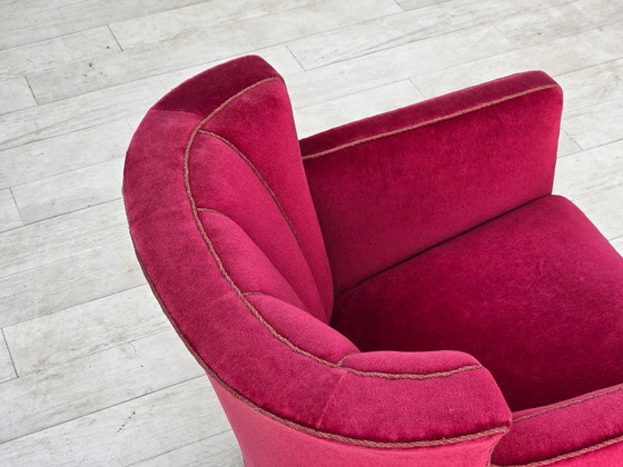 Años 60, Sillón Relax danés, Terciopelo de Mueble Rojo, Patas de Madera de Fresno. – Sillones, Velvet, Wood (photo 16 of 25)