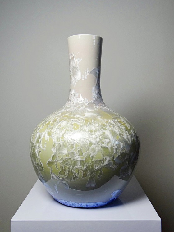Image 1 of Large globular porcelain vase with crystalline glazes, Jingdezhen Zhi vintage